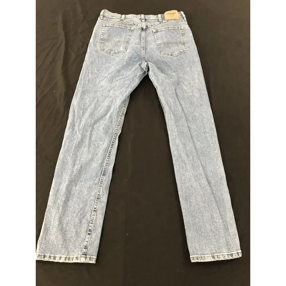 Wrangler Jeans Mens 34x32 Blue Light Wash Straight Stretch Denim Authentics